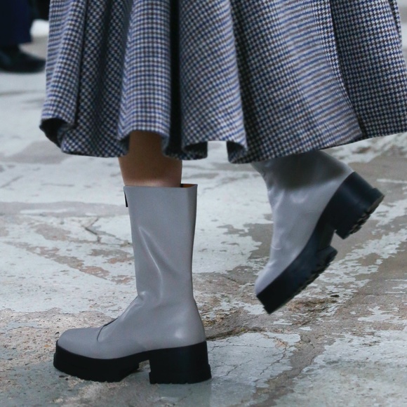 CLERGERIE Wallie Leather Mid-Calf Zipper Boots in Gray Size FR 39.5 / US 9 - Picture 6 of 7